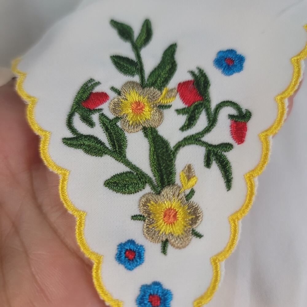 BELLE POQUE Vintage White Peter Pan Embroidered Blouse Puff Sleeve Elegant Retro - Picture 8 of 16